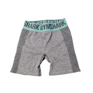 Women's Gymshark Grey Biker Short SZ XS Teal Waistband Seamless Athletic Workout